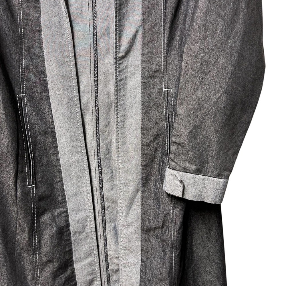 AS-HRO Women's Long Denim Jacket Duster Cardigan Black Gray Size 10 - Picture 3 of 8
